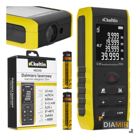 DALMIERZ LASEROWY MIERNIK ODLEGŁOŚCI 50 m PRECYZYJNY + PASEK