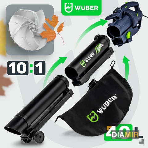 DMUCHAWA ELEKTRYCZNA DO LIŚCI OGRODOWA 3000 W 35 L ROZDRABNIACZ ODKURZACZ