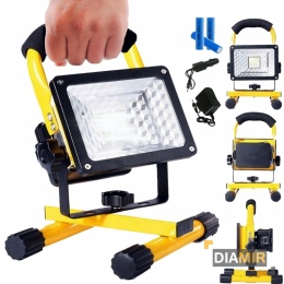 HALOGEN LAMPA ROBOCZA PRZENOŚNA MOCNY NAŚWIETLACZ BUDOWLANY AKUMULATOR 50W