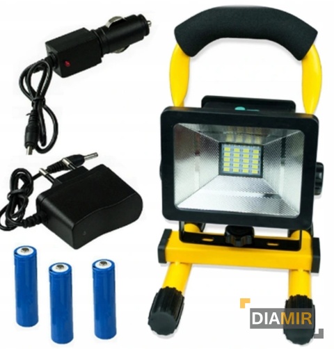 HALOGEN LAMPA ROBOCZA PRZENOŚNA MOCNY NAŚWIETLACZ BUDOWLANY AKUMULATOR 50W