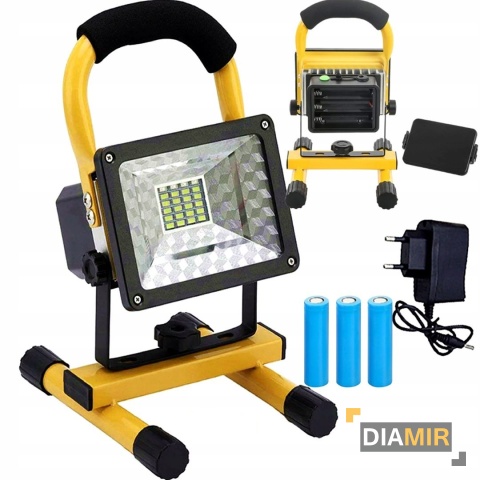 HALOGEN LAMPA ROBOCZA PRZENOŚNA MOCNY NAŚWIETLACZ BUDOWLANY AKUMULATOR 50W