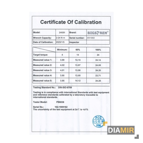 Klucz dynamometryczny BIGSTREN do kół 1/4 " 2-24 Nm z blokadą i etui