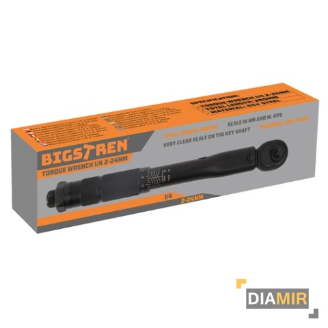 Klucz dynamometryczny BIGSTREN do kół 1/4 " 2-24 Nm z blokadą i etui