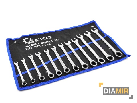 KLUCZE PŁASKIE ZESTAW KLUCZY PŁASKO OCZKOWYCH Z GRZECHOTKĄ 12 el 8-19mm