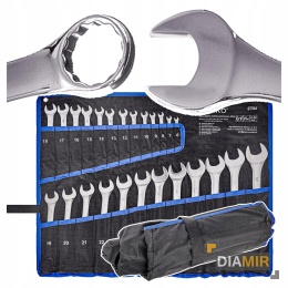 ZESTAW KLUCZE PŁASKO-OCZKOWE 25 szt. 6-32mm CrV 12 ZĘBÓW PŁACHTA POLEROWANE