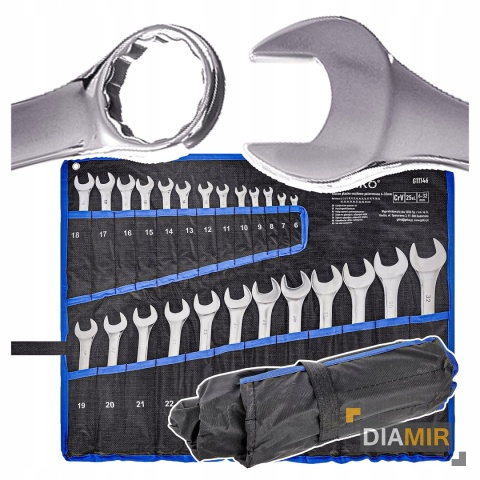 ZESTAW KLUCZE PŁASKO-OCZKOWE 25 szt. 6-32mm CrV 12 ZĘBÓW PŁACHTA POLEROWANE