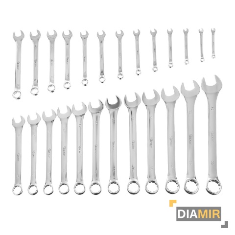 ZESTAW KLUCZE PŁASKO-OCZKOWE 25 szt. 6-32mm CrV 12 ZĘBÓW PŁACHTA POLEROWANE