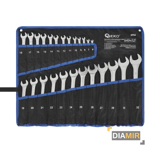 ZESTAW KLUCZE PŁASKO-OCZKOWE 25 szt. 6-32mm CrV 12 ZĘBÓW PŁACHTA POLEROWANE