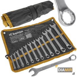 KLUCZE PŁASKO OCZKOWE 6-22mm 12el KLUCZ PŁASKIE SATYNOWANE CRV ETUI