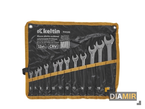 KLUCZE PŁASKO OCZKOWE 6-22mm 12el KLUCZ PŁASKIE SATYNOWANE CRV ETUI