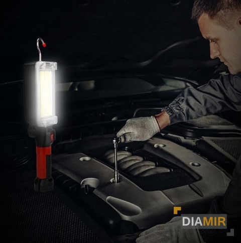 LAMPA LATARKA WARSZTATOWA GARAŻOWA KANAŁOWA HAK LED AKUMULATOROWA MAGNES XL