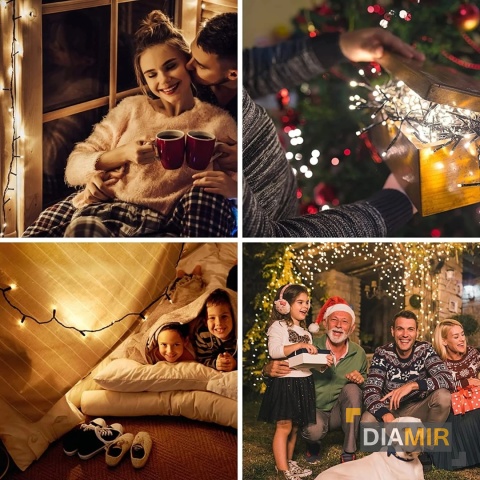 LAMPKI CHOINKOWE BIAŁE CIEPŁE 37 m 500 LED lampek OŚWIETLENIE 8 TRYBÓW