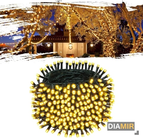 LAMPKI CHOINKOWE BIAŁE CIEPŁE 37 m 500 LED lampek OŚWIETLENIE 8 TRYBÓW