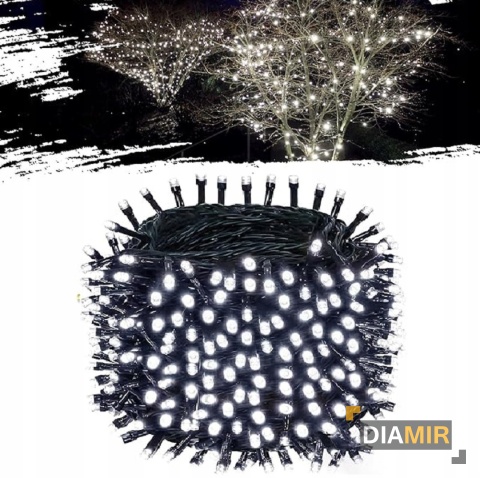 LAMPKI CHOINKOWE BIAŁE ZIMNE 37 m 500 LED lampek OŚWIETLENIE 8 TRYBÓW
