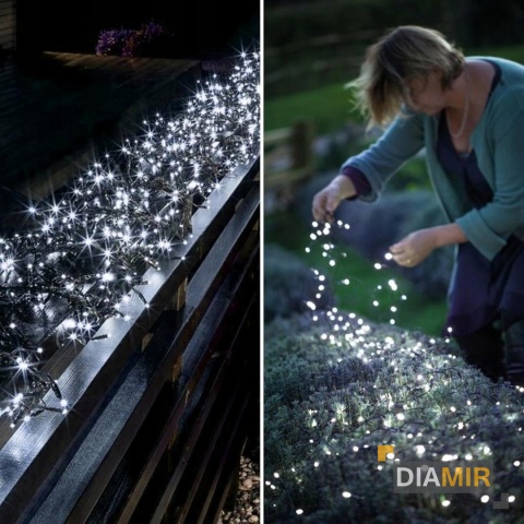 LAMPKI CHOINKOWE BIAŁE ZIMNE 37 m 500 LED lampek OŚWIETLENIE 8 TRYBÓW