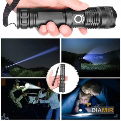 LATARKA TAKTYCZNA LED XHP90 ZOOM CREE MOCNA WOJSKOWA AKUMULATOROWA USB