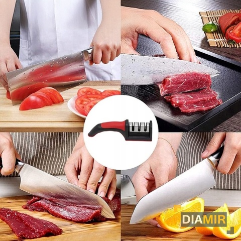 OSTRZAŁKA DO OSTRZENIA NOŻY KUCHENNYCH NOŻYCZEK NOŻYC TRÓJFAZOWA OSEŁKA 3w1