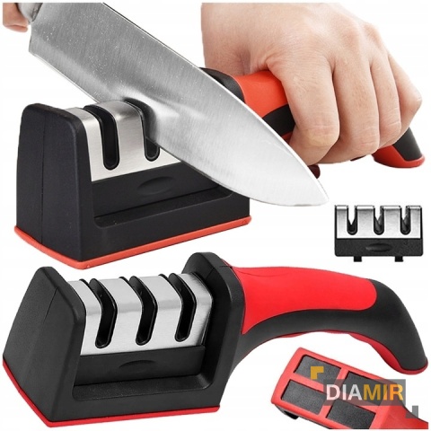 OSTRZAŁKA DO OSTRZENIA NOŻY KUCHENNYCH NOŻYCZEK NOŻYC TRÓJFAZOWA OSEŁKA 3w1