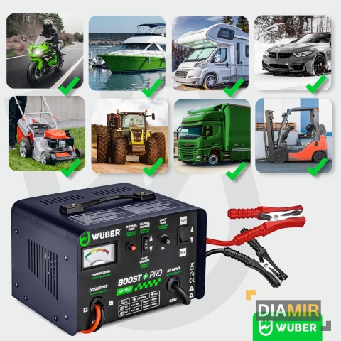 PROSTOWNIK AKUMULATOROWY 16A SAMOCHODOWY 7-180AH DO ŁADOWANIA 12V24V WUBER