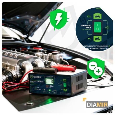 PROSTOWNIK MIKROPROCESOROWY 6-12 V 15 A ŁADOWARKA DO AKUMULATORA WUBER