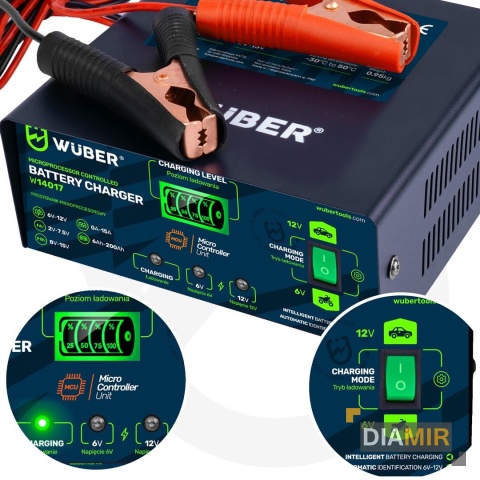 PROSTOWNIK MIKROPROCESOROWY 6-12 V 15 A ŁADOWARKA DO AKUMULATORA WUBER