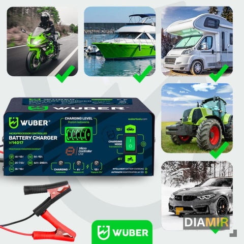 PROSTOWNIK MIKROPROCESOROWY 6-12 V 15 A ŁADOWARKA DO AKUMULATORA WUBER