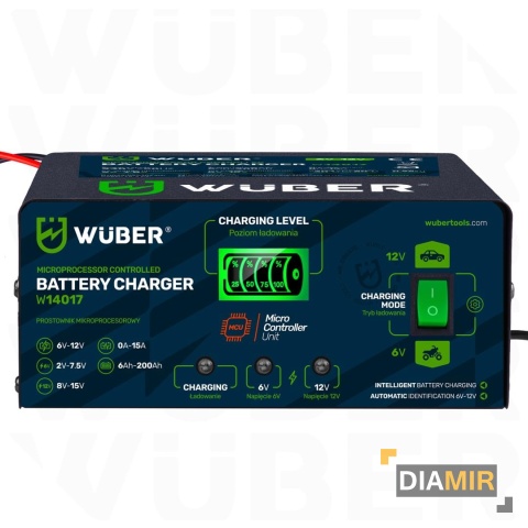 PROSTOWNIK MIKROPROCESOROWY 6-12 V 15 A ŁADOWARKA DO AKUMULATORA WUBER