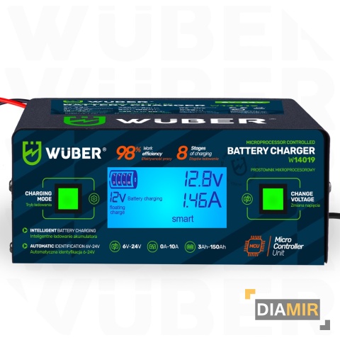 PROSTOWNIK MIKROPROCESOROWY 6/8/12/14/16/24V ŁADOWARKA AKUMULATOROWA 10A