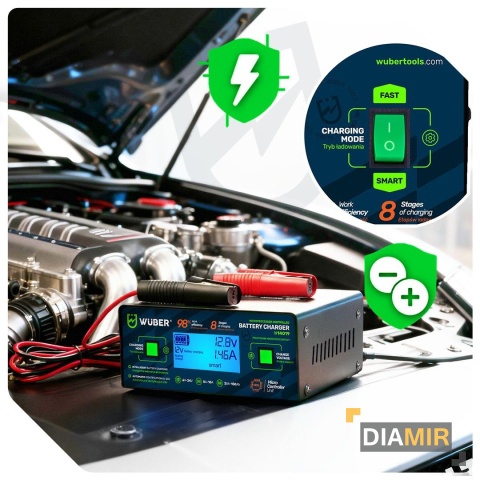 PROSTOWNIK MIKROPROCESOROWY 6/8/12/14/16/24V ŁADOWARKA AKUMULATOROWA 10A