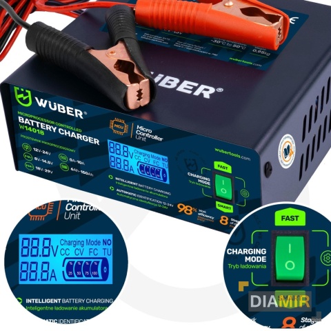 PROSTOWNIK AKUMULATOROWY 10A SAMOCHODOWY 6-150AH DO ŁADOWANIA 12V 24V WUBER