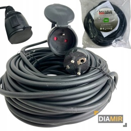 PRZEDŁUŻACZ UNIWERSALNY 20m CZARNY 16A Z ZABEZPIECZENIEM BAVARIA