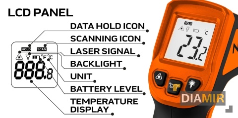 TERMOMETR BEZKONTAKTOWY PIROMETR -50C 400C NEO TOOLS