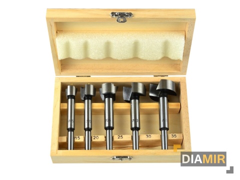 COKOWNIKI ZESTAW FREZÓW DO DREWNA PUSZKOWE 15 - 35mm 5 szt STAL WĘGLOWA