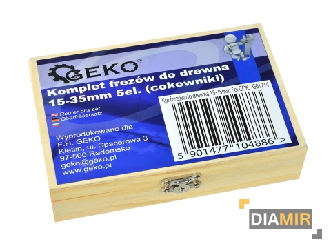 COKOWNIKI ZESTAW FREZÓW DO DREWNA PUSZKOWE 15 - 35mm 5 szt STAL WĘGLOWA