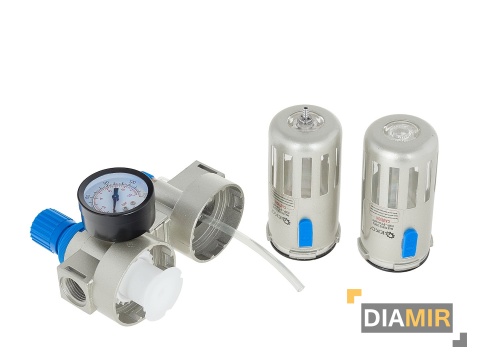 REDUKTOR POWIETRZA 1/2" 4w1 FILTR ODWADNIACZ NAOLEJACZ z manometrem