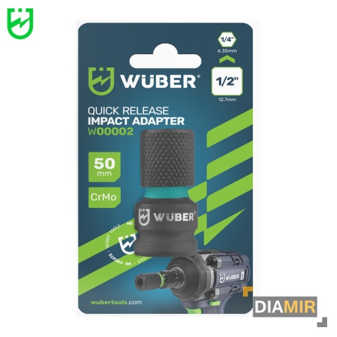 Szybkozłączny ADAPTER UDAROWY z 1/2 " na 1/4 " 50 mm przejściówka Wuber