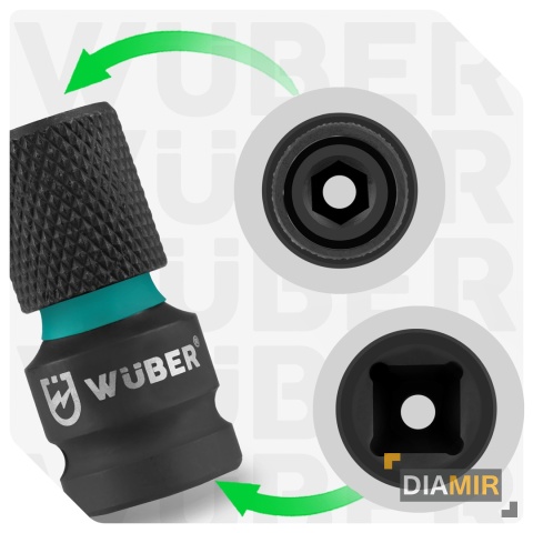 Szybkozłączny ADAPTER UDAROWY z 1/2 " na 1/4 " 50 mm przejściówka Wuber