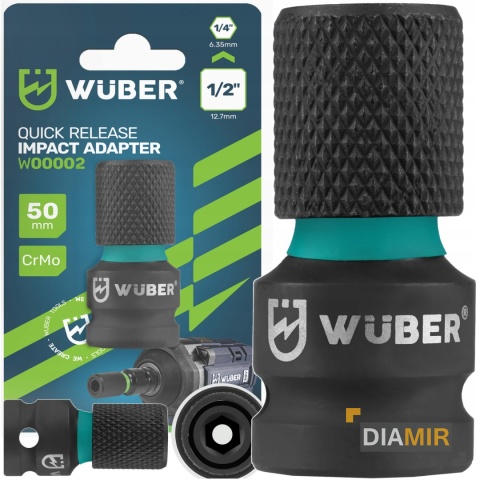 Szybkozłączny ADAPTER UDAROWY z 1/2 " na 1/4 " 50 mm przejściówka Wuber