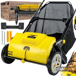 ZBIERACZ ZAMIATARKA RĘCZNA DO LIŚCI TRAWY KOSTKI CHODNIKA 53cm KOSZ 100L