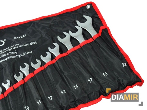 ZESTAW KLUCZE PŁASKO OCZKOWE SATYNA 6-22 mm 12EL. CRV PŁACHTA