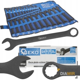 KLUCZE PŁASKO OCZKOWYE ZESTAW KLUCZY 25EL CRV 6-32 mm CZARNA POWŁOKA ETUI