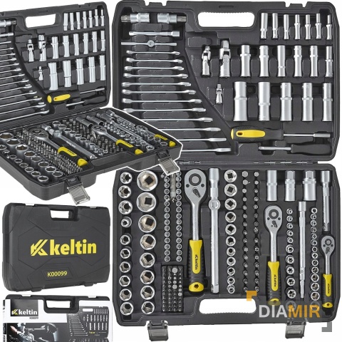 ZESTAW KLUCZY NASADOWYCH BITY NASADKI PŁASKIE 1/4 "3/8" 1/2" 216 el.