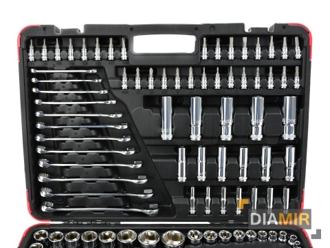 ZESTAW KLUCZY NASADOWYCH BITY NASADKI PŁASKIE 1/4 3/8 1/2 216 el.