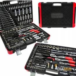 ZESTAW KLUCZY NASADOWYCH BITY NASADKI PŁASKIE 1/4 3/8 1/2 216 el.