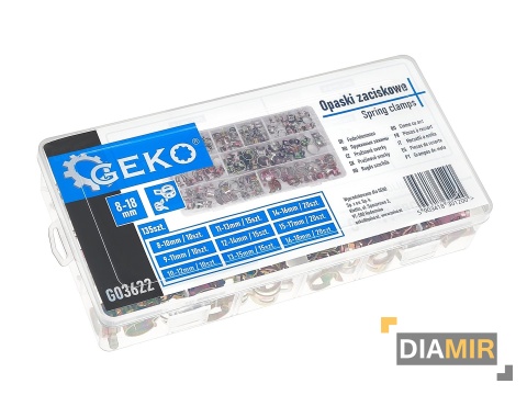OPASKI ZACISKOWE SPRĘŻYNOWE 8-18mm 135szt. ZESTAW OPASEK ZASISKOWYCH GEKO