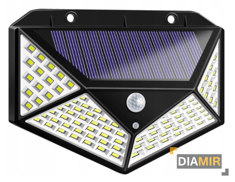 LAMPA halogen SOLARNA 100LED czujnik RUCHU ZMIERZCHU natynkowa kinkiet