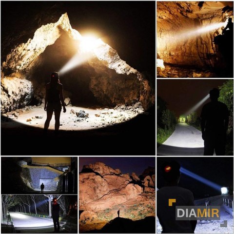 LATARKA CZOŁOWA NA GŁOWĘ CZOŁÓWKA 5 X LED CREE MOCNA REGULOWANA 4 TRYBY