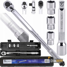 KLUCZ DYNAMOMETRYCZNY DO KÓŁ 1/2 " 28-210 Nm + 3 NASADKI + PRZEDŁUŻKA