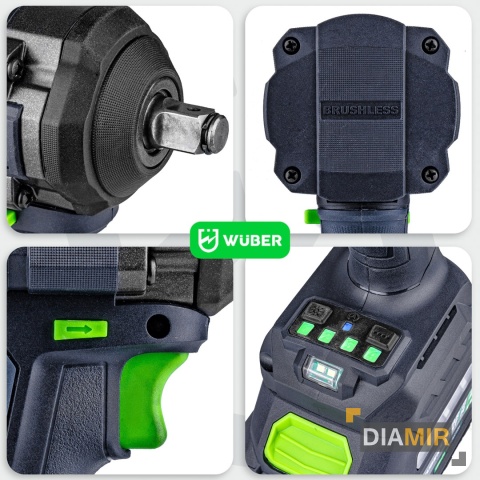 KLUCZ UDAROWY AKUMULATOROWY ZESTAW + AKU 4 AH 600 Nm BEZSZCZOTKOWY WUBER