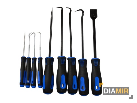 KOMPLET GROTÓW-HAKÓW I SKROBAKÓW 9 ELEMENTÓW DEMONTAŻ ORINGÓW